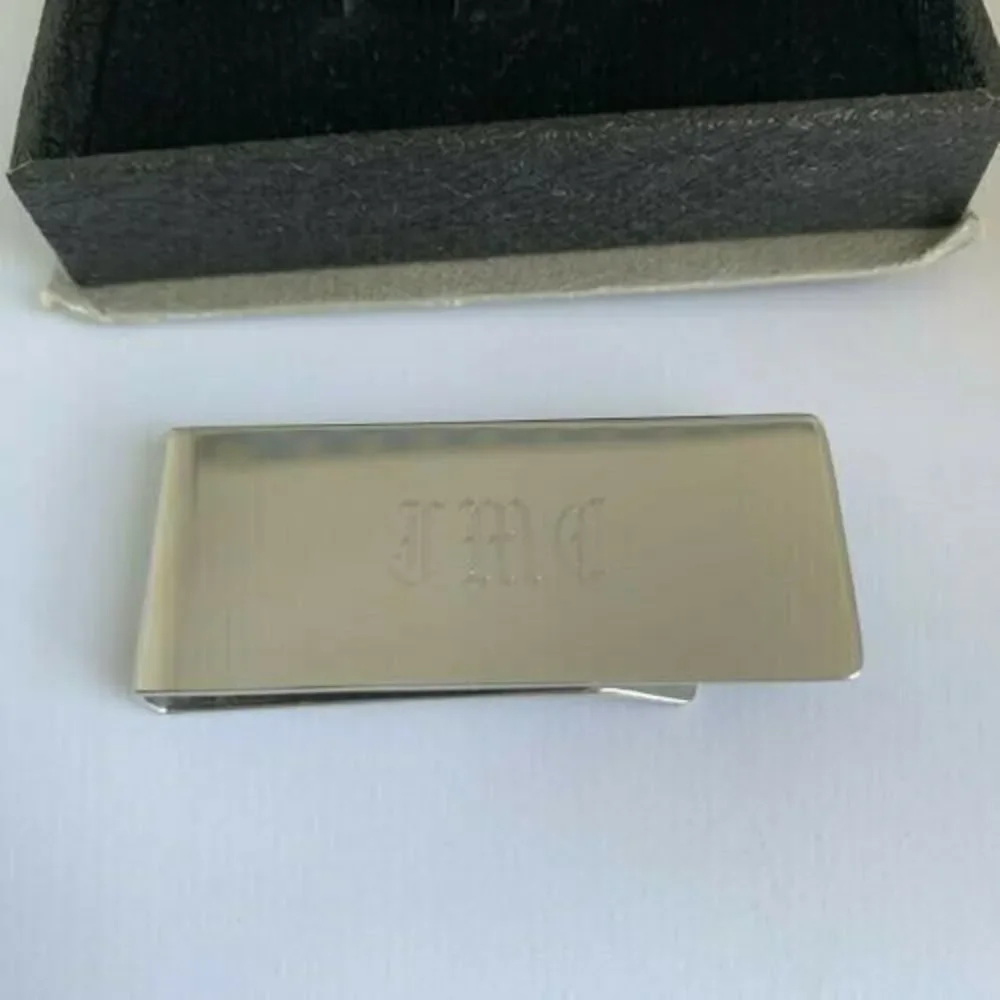 Polished Stainless Steel Money Clip Engraved JMC Sleek Business Professional
